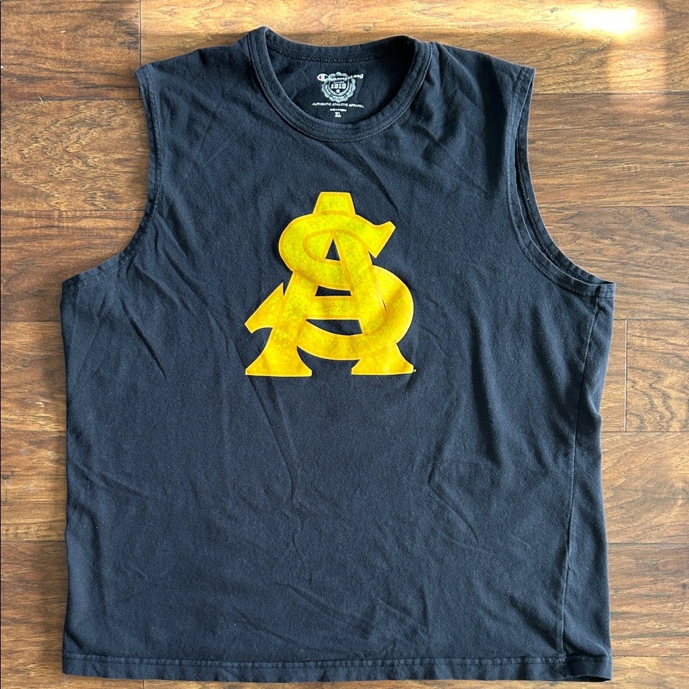 Champion Black Tank Top with Yellow Logo Arizona State University